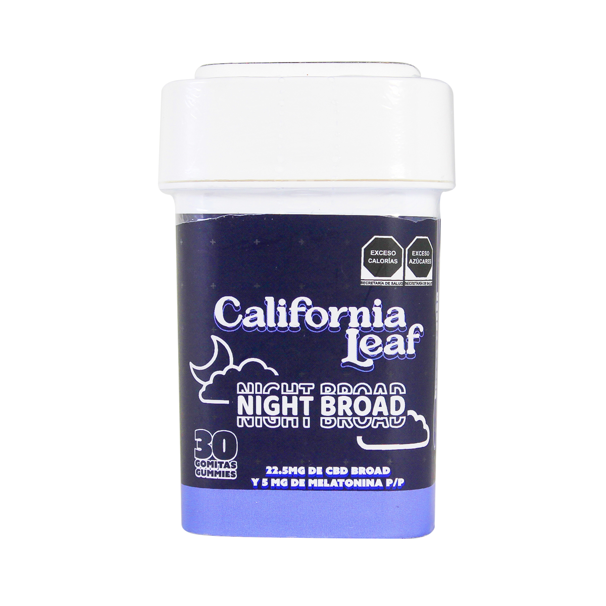 California Leaf® | Gomitas Night Broad (Sin terpenos – 20 mg CBD Broad + 5 mg Melatonina) |15 ó 30 piezas.