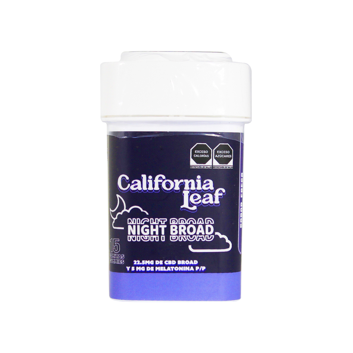 California Leaf® | Gomitas Night Broad (Sin terpenos – 20 mg CBD Broad + 5 mg Melatonina) |15 ó 30 piezas.